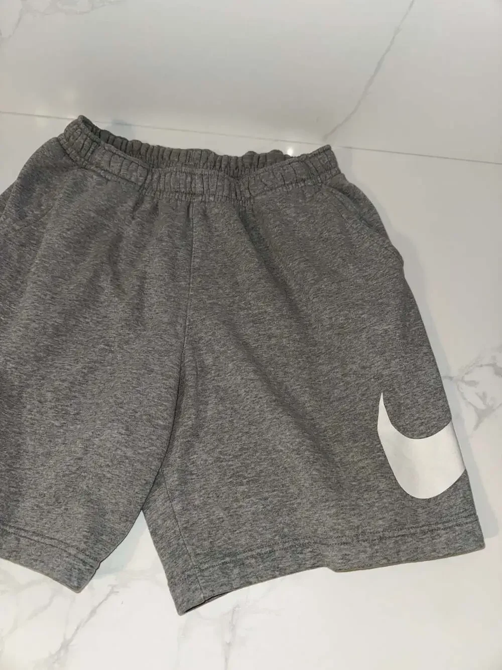 Nike Gray Fleece Athletic Shorts with White Swoosh Size Large